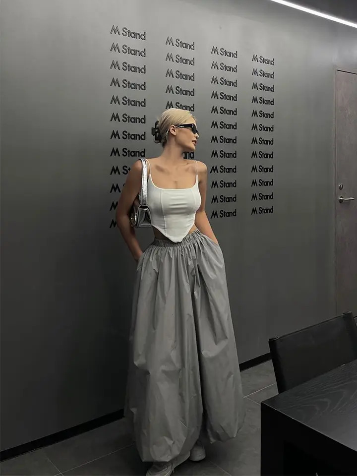 Deeptown Korean Style Casual Long Skirt for Women Vintage Grunge High Waist Maxi Skirts Loose Fashion Streetwear Aline Skirt 251022