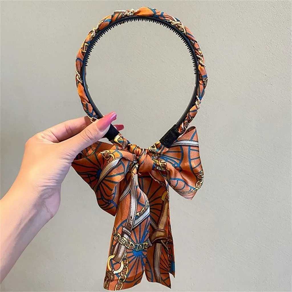 Long Colorful Printed Ribbon Headband for Women Fashion Ribbon Braided HairTied Hairband Headwear Female Hair Accessories V251022