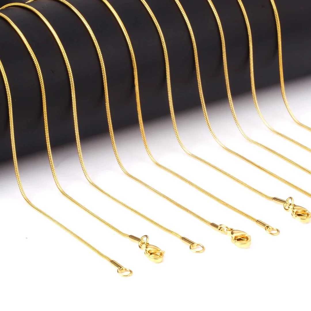 1MM2MM3MM Round Snake Chain Necklace For Women Men Gold Color Stainless Steel Herringbone Choker Fashion Jewelry Gift V251022