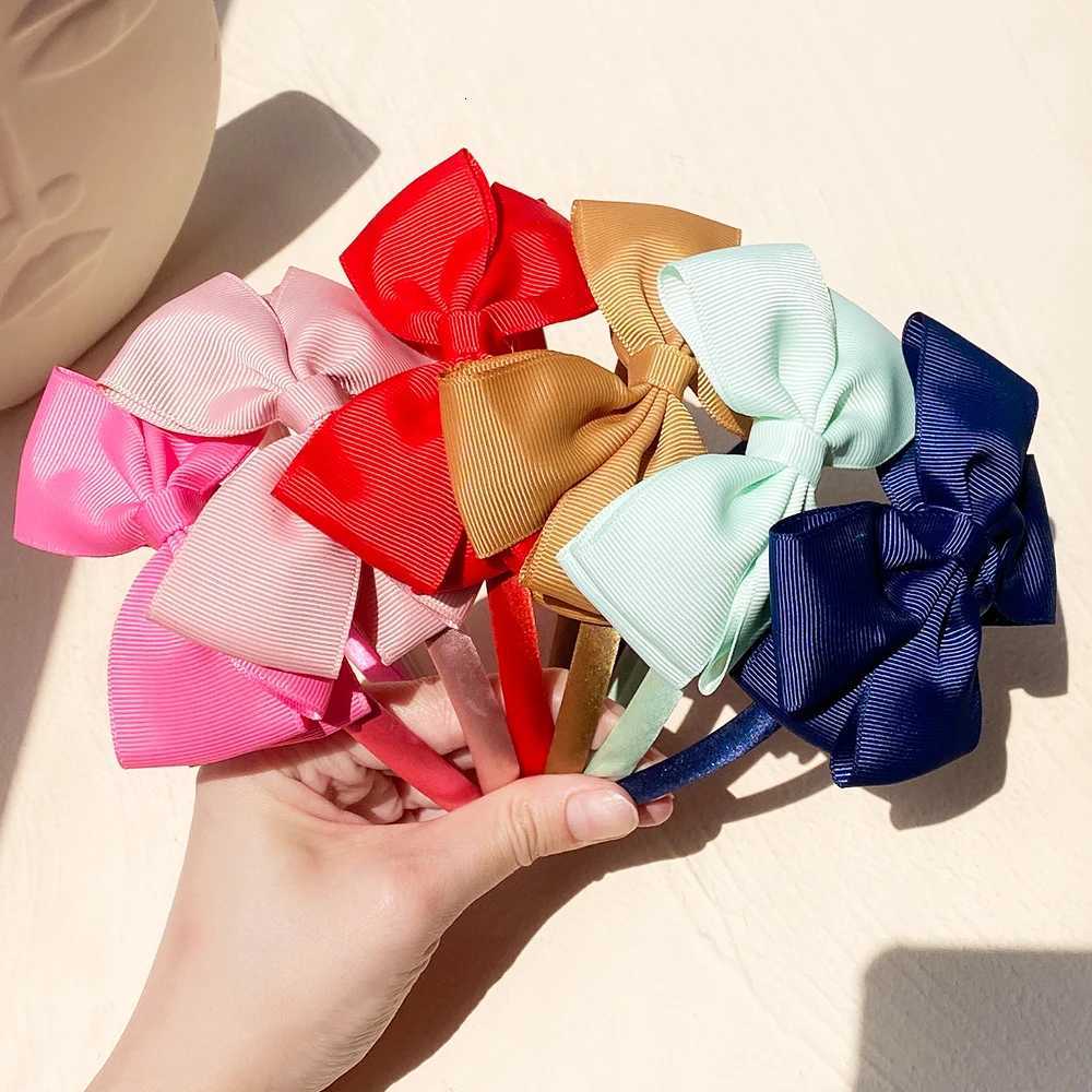 1 Piece Ribbon Handmade Hair Bows Hairbands for Baby Girls 20 Colors Cute Bowknot Solid Color Headband Headwear Hair Accessories V251022
