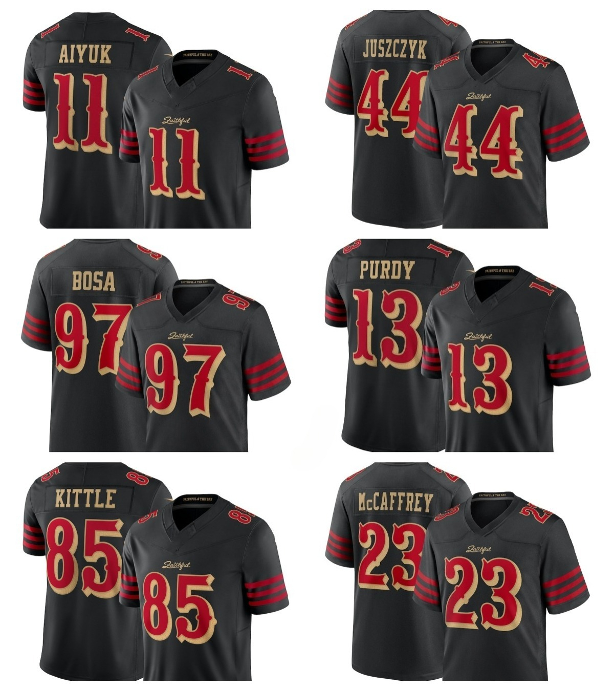 NFL 49er Brandon Aiyuk Brock Purdy Kyle Juszczyk George Kittle Nick Bosa Christian McCaffrey 2025 Rivalries Collection Limited Jersey