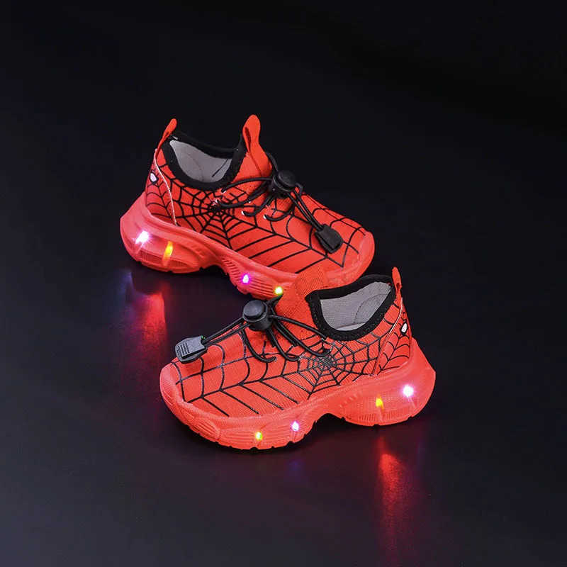 Disney Childrens Led Light Shoes Fashion Spiderman Boys Sneakers Cartoon Casual Shoes Breathable Kids Sport Shoes Size 2130 H251022
