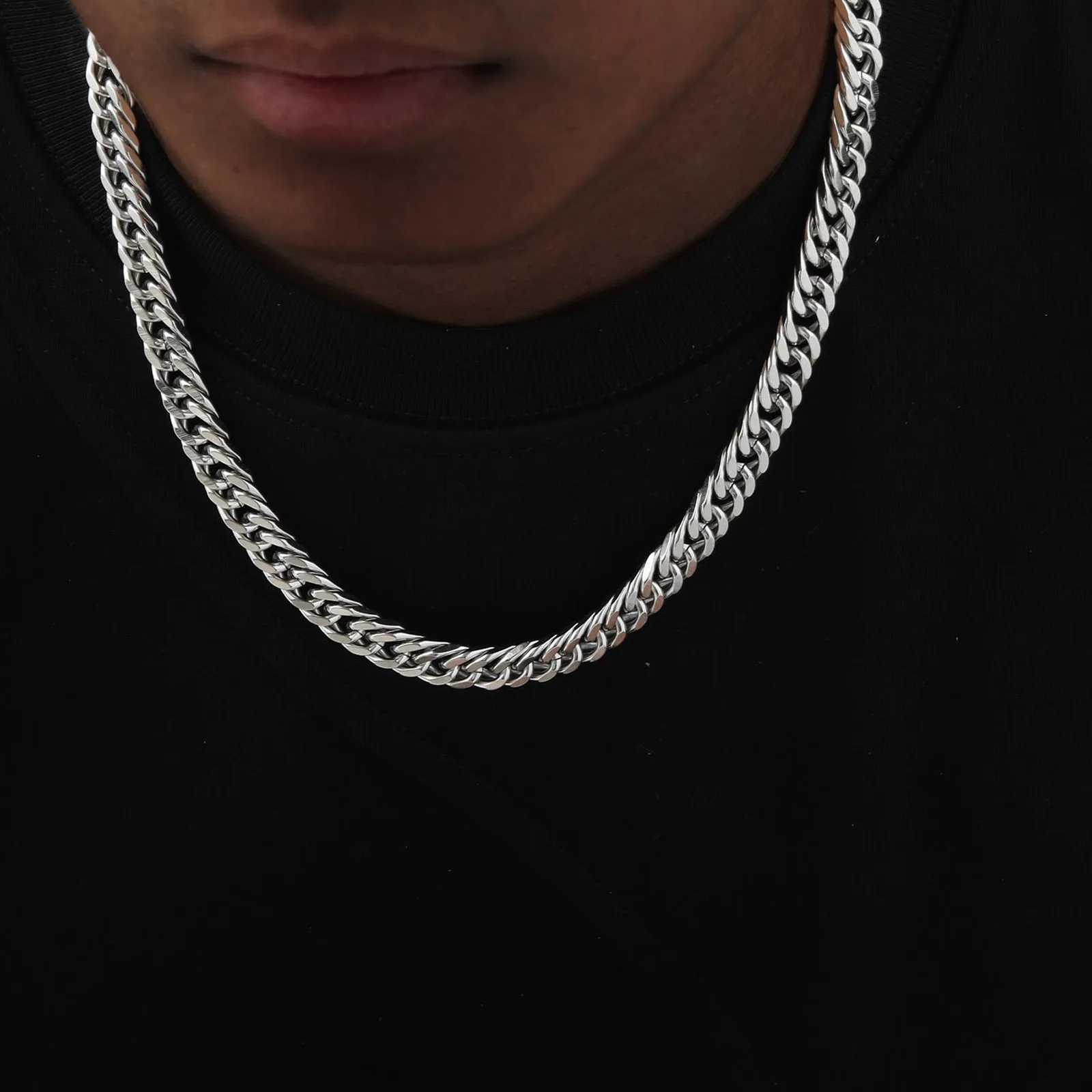 3579mm Cuban Link Chain Necklaces for Men BoysWaterproof Stainless Steel Silver Color ChainHip Hop Classic Jewelry Gift V251022