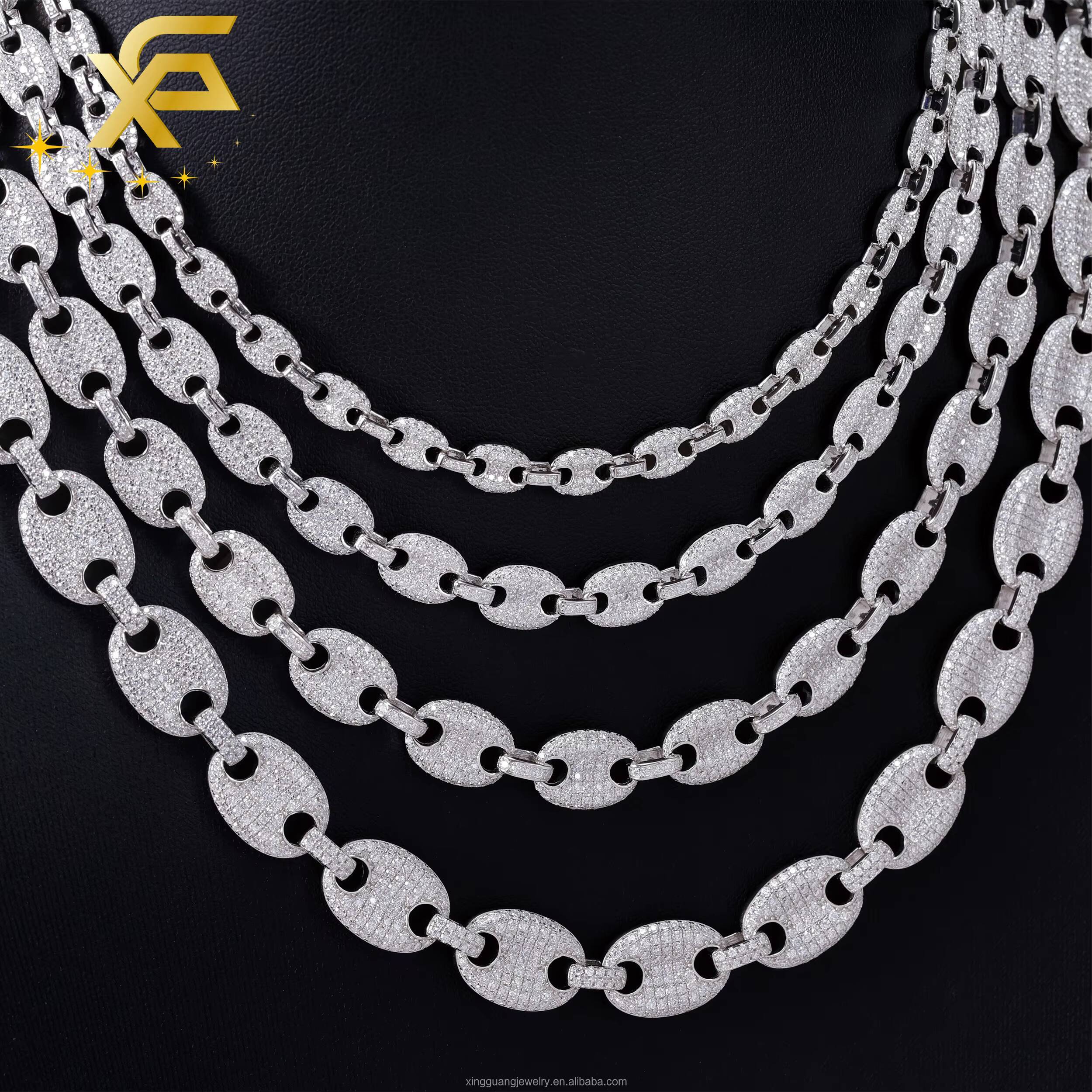 New Arrival boutique Iced Out Moissanite Pig Nose Cuban Lidynamic Chain 925 Silver 6mm 8mm Hip Hop Necklace Cuban Chain Jewelry for Men