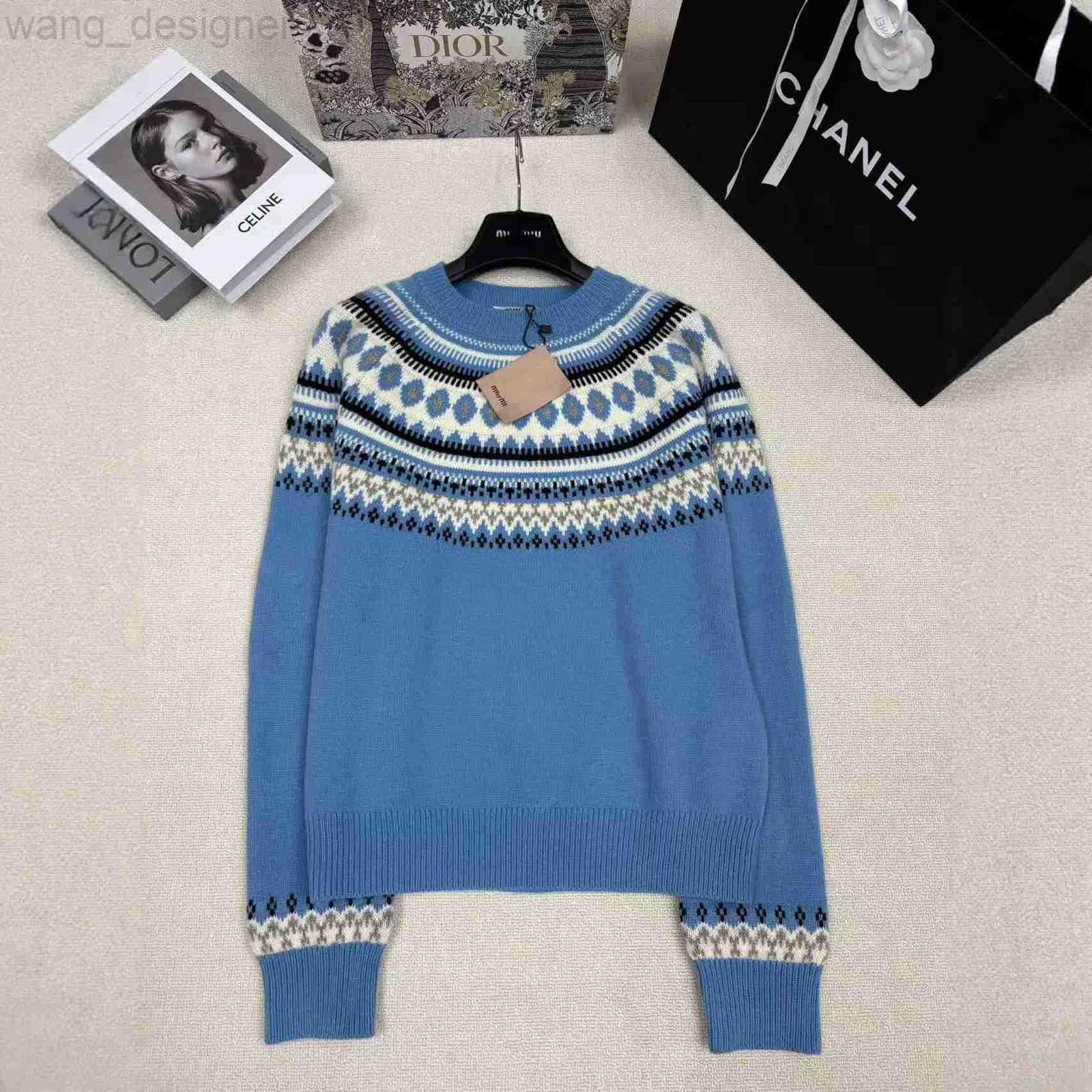 Women's Sweaters designer 25 New Home Knitted Round Neck Pullover Color Block Jacquard Design Letters C9Q1