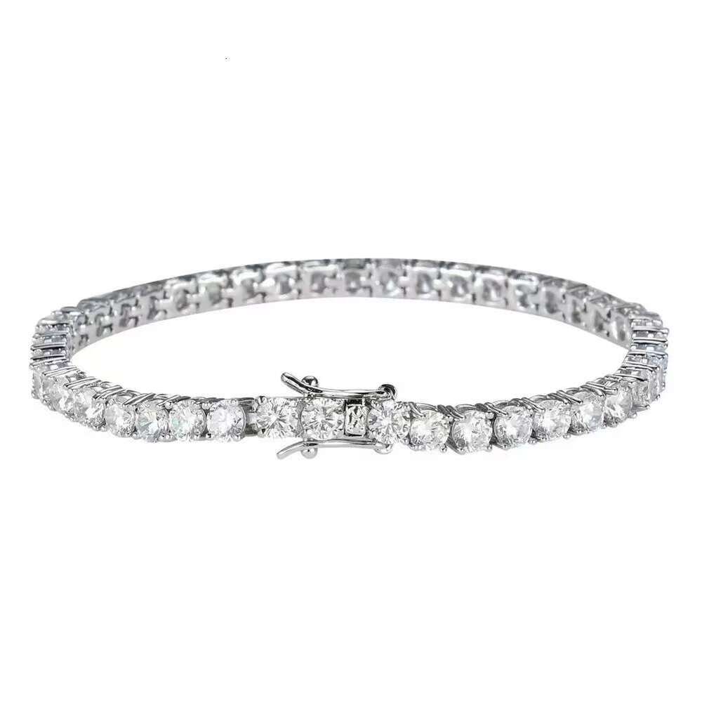 Elegant Durable Sterling Sier Tennis Chain High-Quality 3-4mm Silicon Stone Bracelet and Bangle