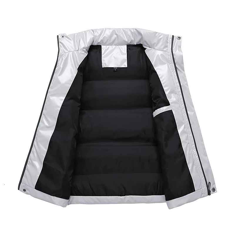 90 white duck down Waistcoat male Gielt Casual black sliver vests Man DOWN vests Thicken Men Winter Warm casual Bright Vest 251016