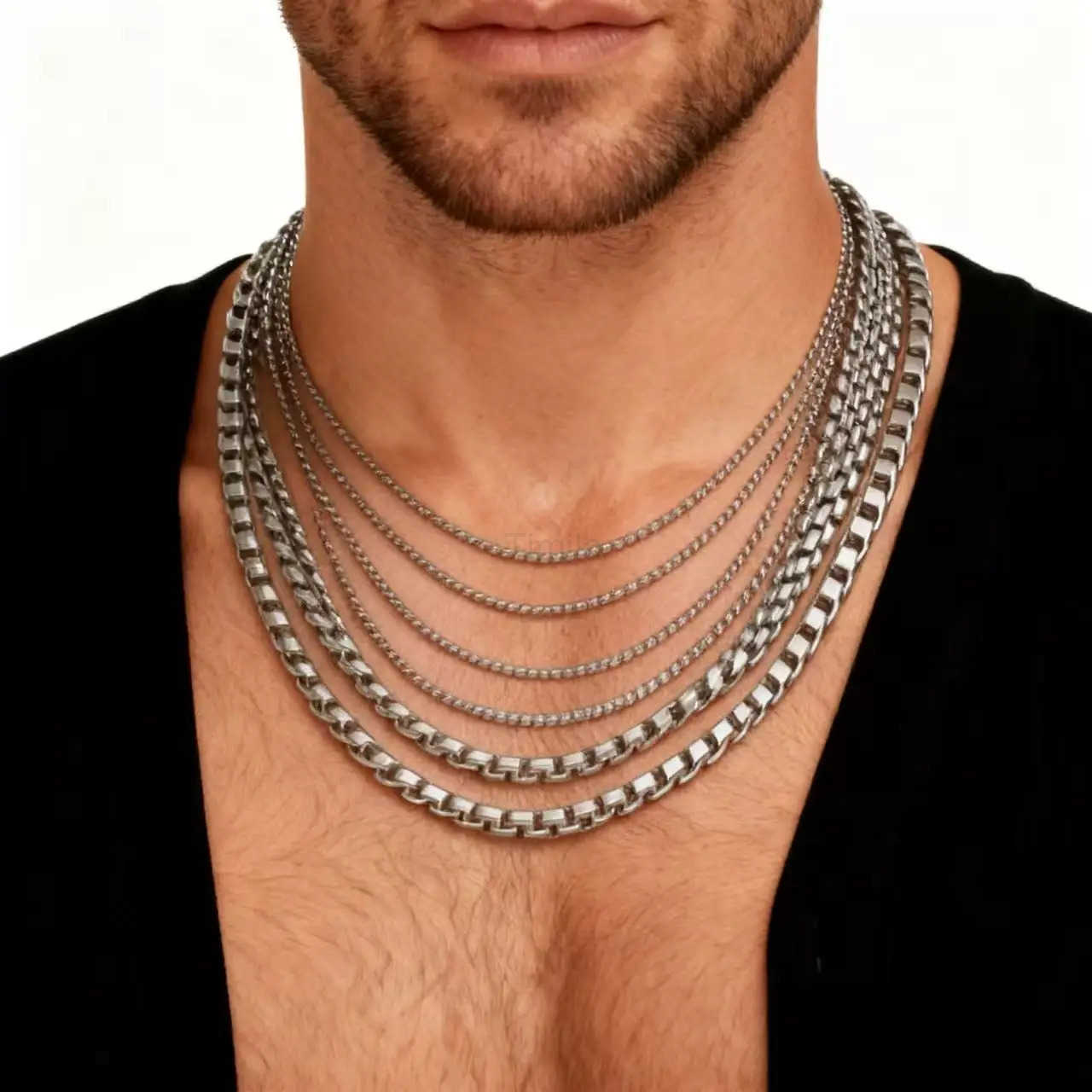 HNSP 2MM6MM Stainless Steel Chain Necklace For Men Women Jewelry Pendant Accessories U251022