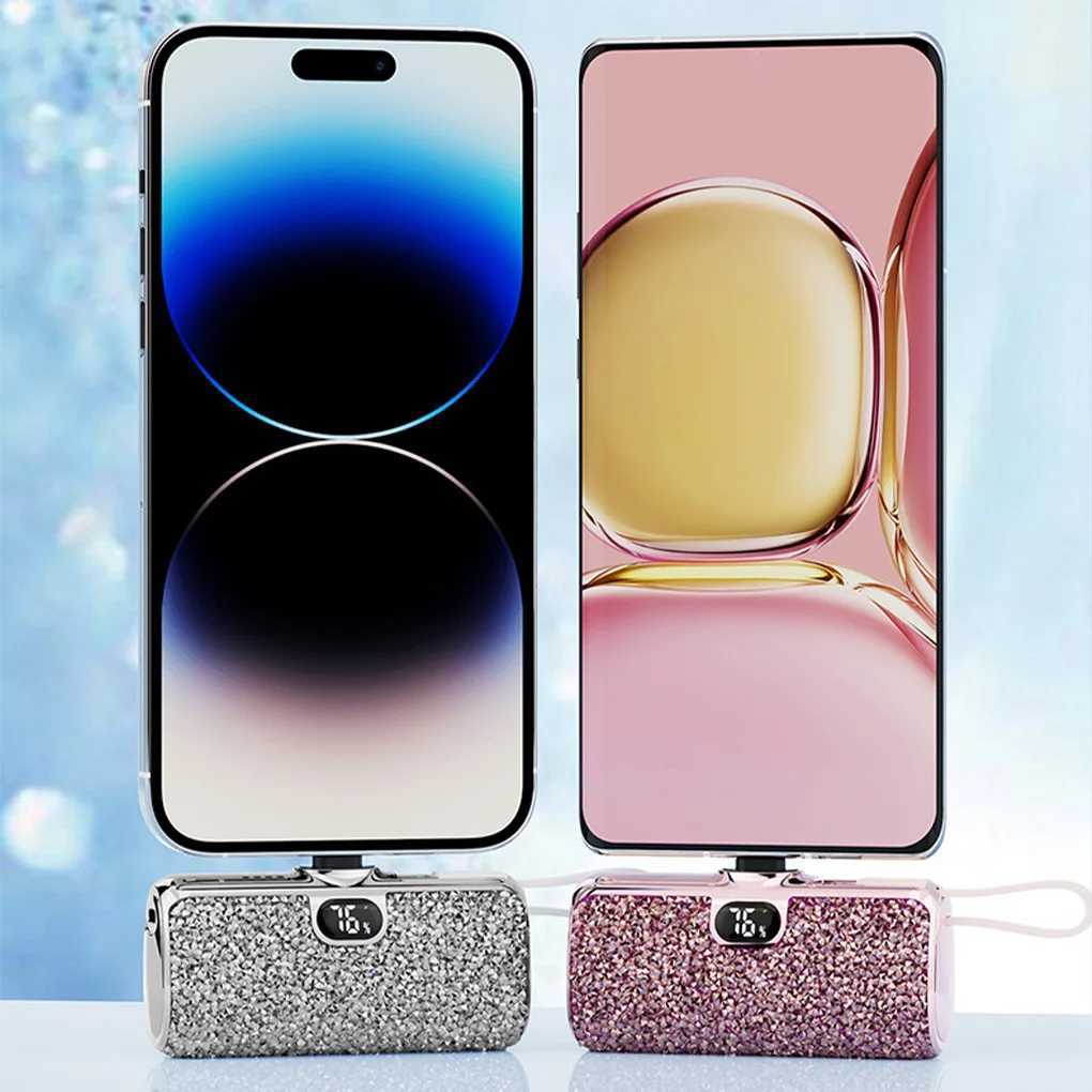 5000mAh Mini Diamond Power Bank Portable Capsule Power Bank Digital Display External Battery Fast Charger For iPhone Typec J251114