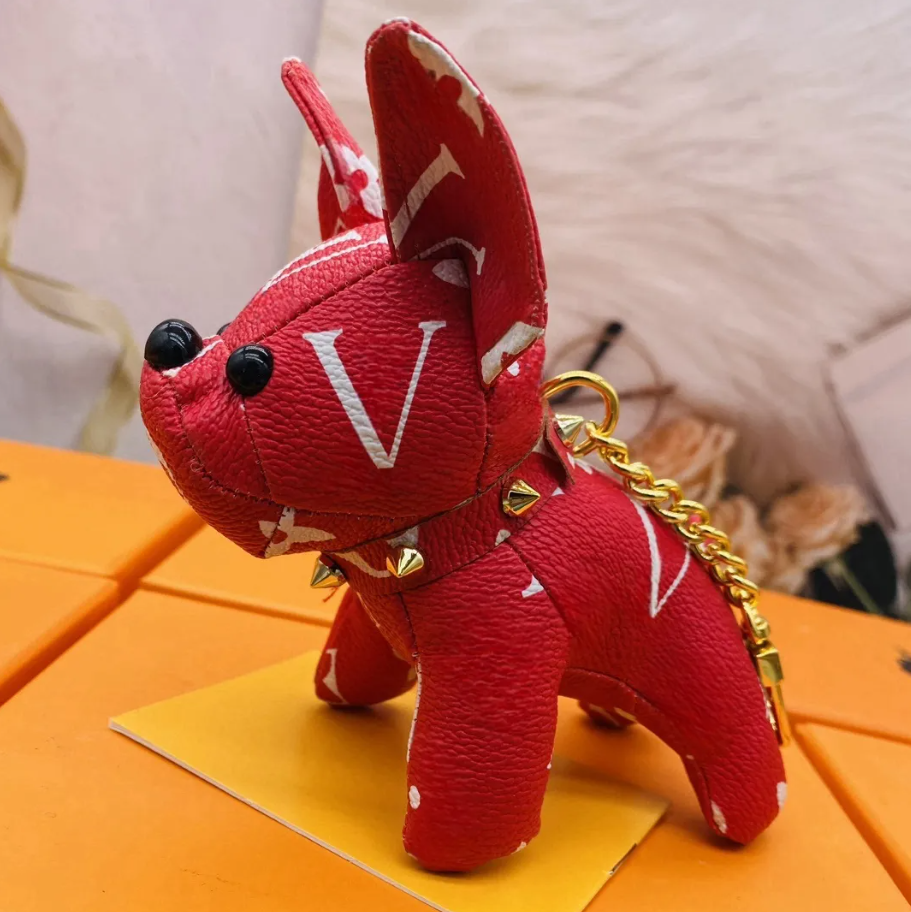 Designer Keychain Bulldog Bag Pendant Dog Handmade Leather keychain Designer bag Charm Mens Womens Bag Car Pendants Cartoon Animal Creative Keychains 19 styles