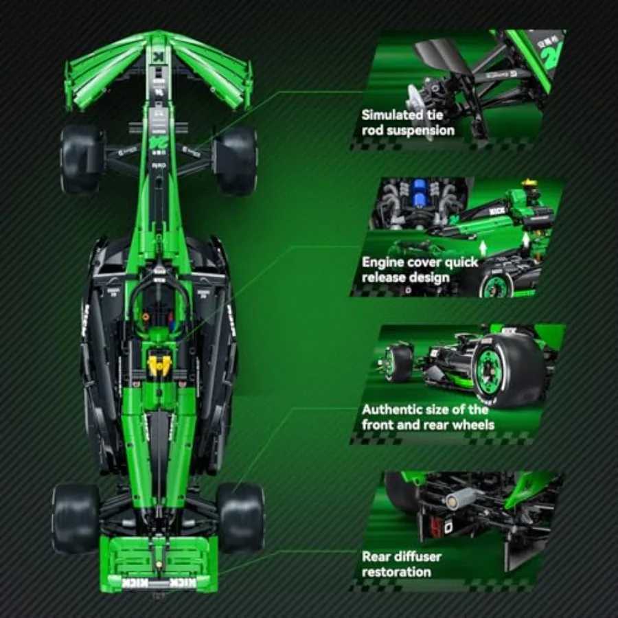 C64010W C44 Kick Sauber and Pirelli Licensed 18 Scale F1 Racing Car Building Blocks Set 2553 Piece Model Car Kit with DRS Syst J251022