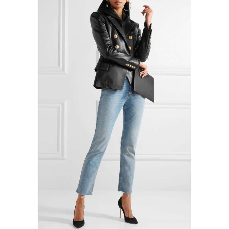 2025 High Quality Fashion Genuine Leather Women's Jacket Korean Style Short Sheepskin Motorcycle Coat Fashion Versatile Long Sleeve Slim Fit Comm