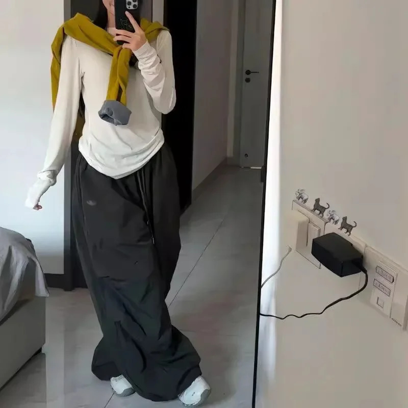 Retro Quick Dry Casual Pants High Waist Loose American Embroidery Pleated Waterproof Workwear Jazz Street Dance Womens Trousers 251017