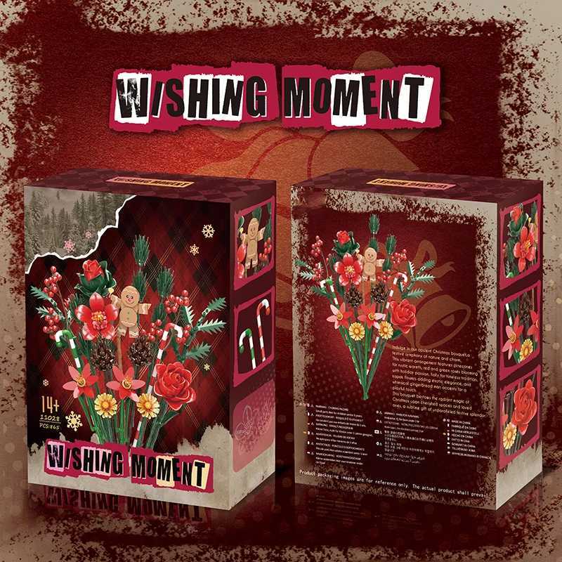 Christmas Gifts Gingerbread Man Bouquet Building Toys Plant Bricks DIY Flowers Blocks Sets Decoration Toys Kids Adults 865pcs J251022