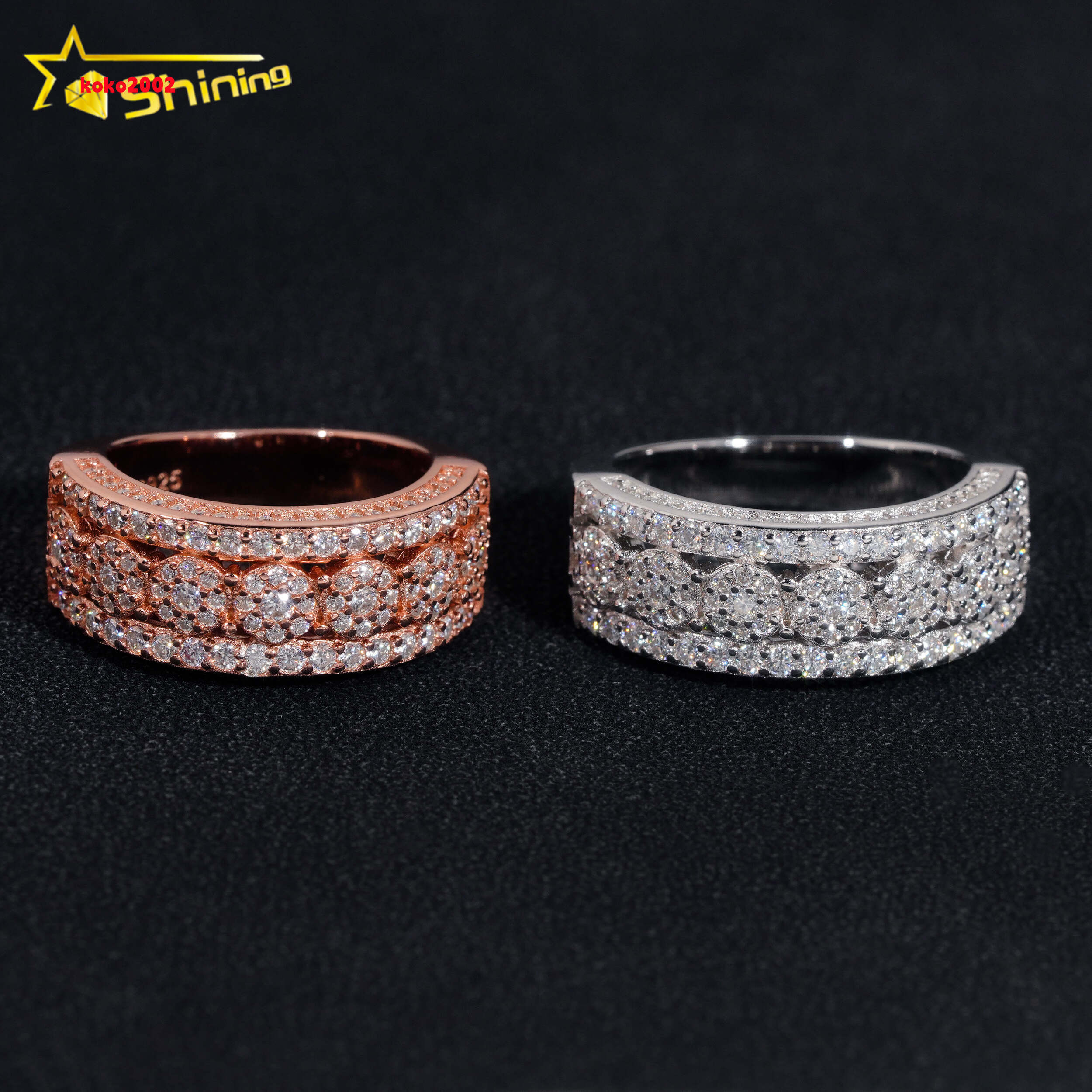 GRA Certificate 925 Sterling Silver Gold Plated Hip Hop Jewelry New Style VVS Diamond Moissanite Hip Hop Ring