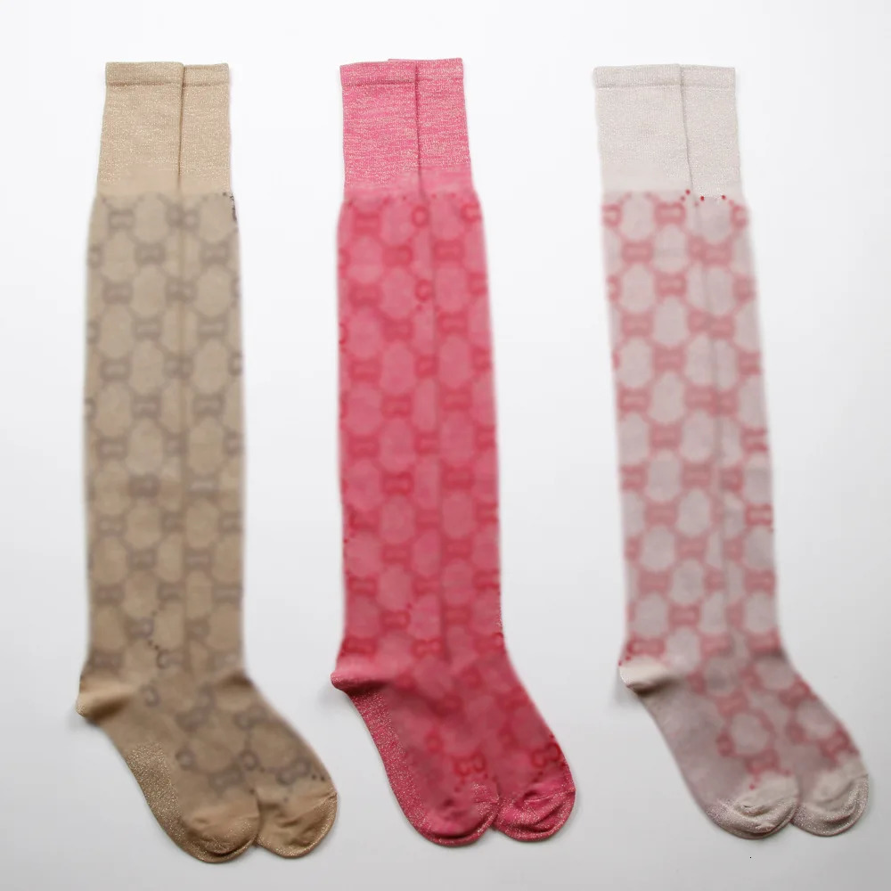 WomenS Cotton Socks Autumn Winter Gold Wire Over The Knee Stockings Trend WomenS Stockings Letter Sports High Socks 251020