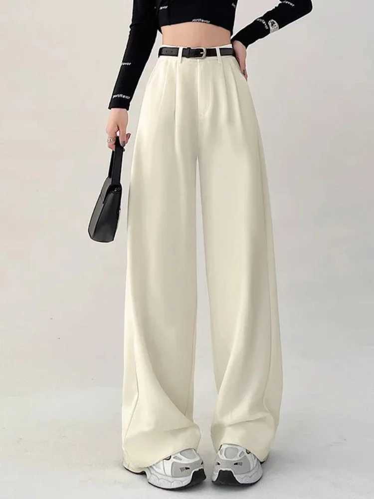 2025 New Womens Pants Casual Temperament High Waist Loose Straight Trousers Gift Belt Fashion Versatile Wide Leg Pants WomenT251022