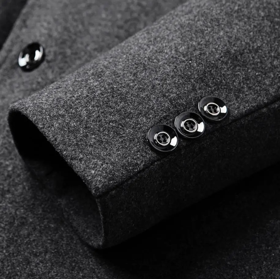 Cashmere Trench Coats Standup Collar Business Casual Suits Male Winter Jackets Men Fleece Woollen Blazers 251015