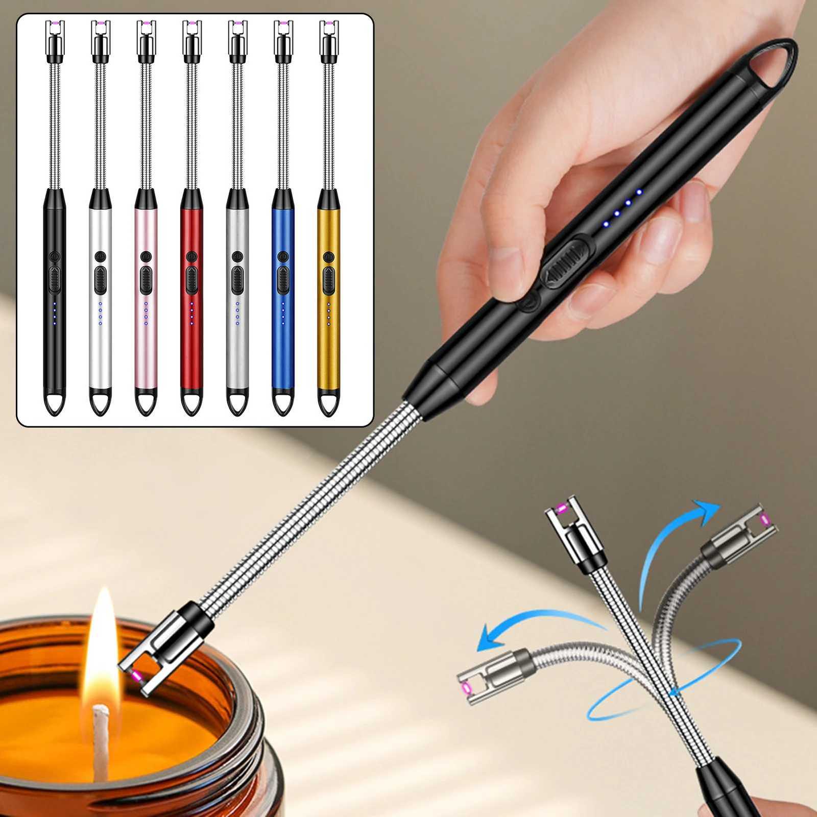 USB Windproof BBQ Lighter 360 Electric Arc Flameless Plasma Ignition Long Kitchen Lighters Gas Lighter for Candle Gas Stove C251022