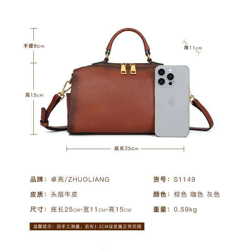 2025 vintage cowhide leather Boston Pillow bags high quality women's top-handle designer Commuter shoulder crossbody bag