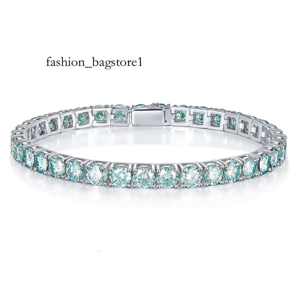 Classic Blue 4mm Sier Tennis Chain Moissanite Bracelet for Women Elegant Jewelry Bangle
