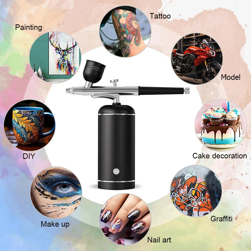 Airbrush with Compressor Mini Spray Gun for Painting Modeling Crafts Wireless Paint Spray Airbrush Painting Kit with Compressor 251015