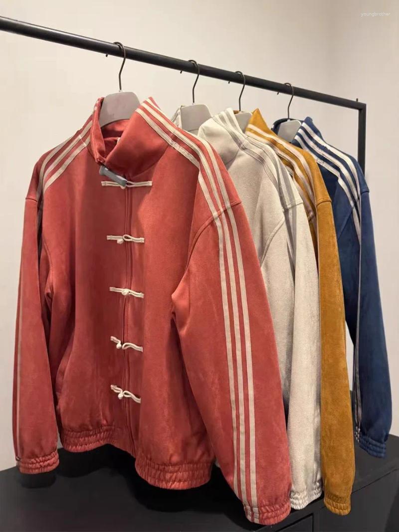 Men's Jackets Designer Mens Vintage Hip Hop Harajuku Letter Patchwork Leather Embroidery Streetwear Blue And White Spliced Three Stripes