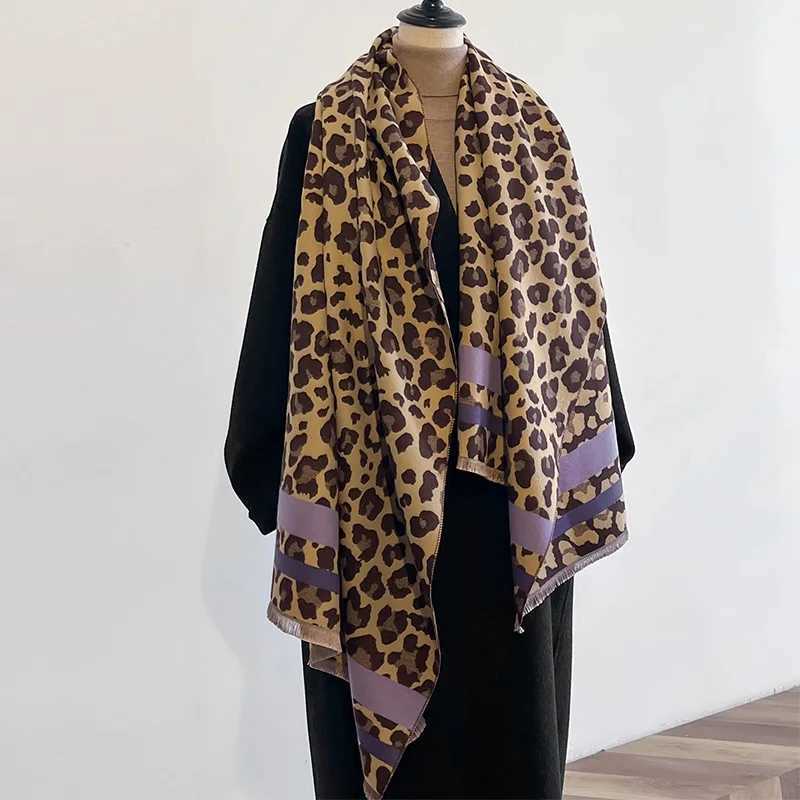 New Luxury Winter Leopard TwoSided Cashmere Jacquard Scarves High Quality Women Thicken Wrap Shawl Ladies Wool Scarf J251129