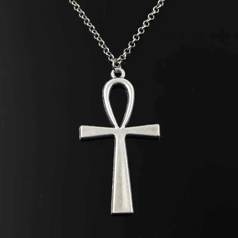 Simple Classic Fashion Cross Egyptian Ankh Life Symbol Antique Silver Color Pendant Short Long Chain Necklaces Jewelry For Women V251022