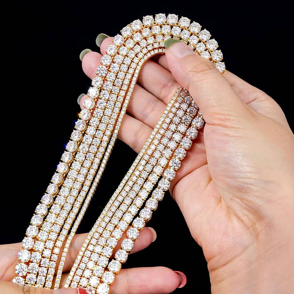 Wholesale Custom 18K Gold Plated 925 Silver Tennis Necklace Chains Men Womens Party Gift Iced Diamond Mossanite Moissanite