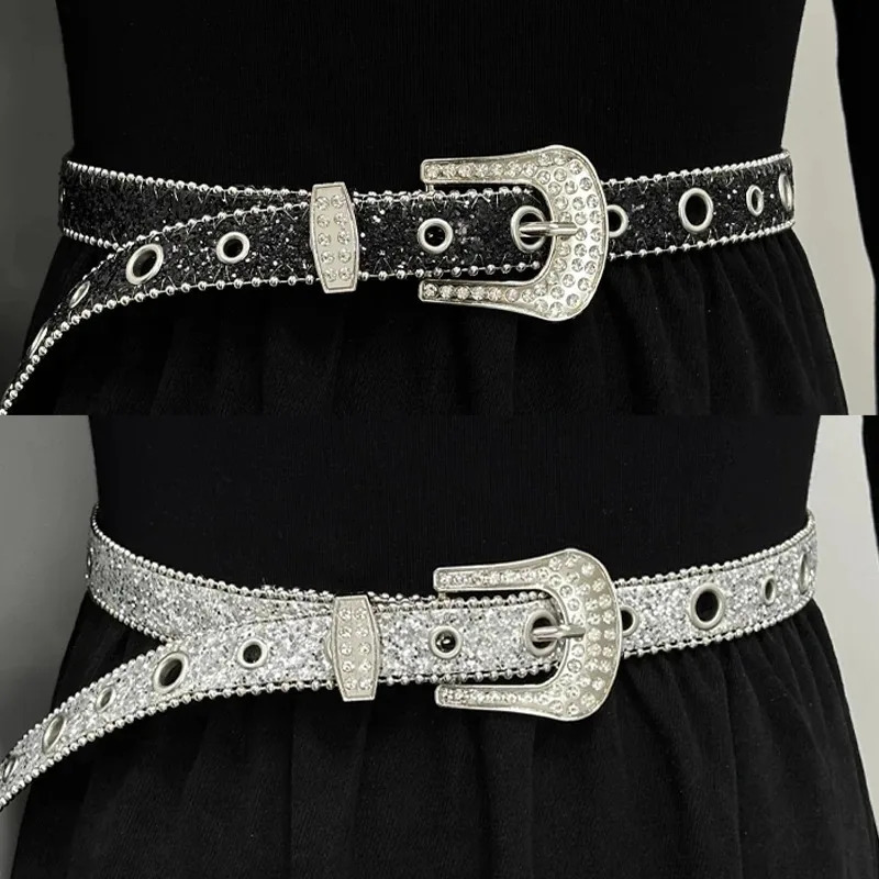 Punk Shiny Rhinestone Belt Belts Y2k Bling Sequin Belts Pu Fashion Waistband Jeans Pants Decor Belt for Women Men 251013