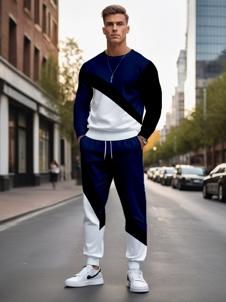 Men's Knitted Cotton Blend Long Sleeve Sweatshirt Brown round Neck Ankle-Length Casual T-Shirt Comfortable Outdoor Wear - YLWY00149