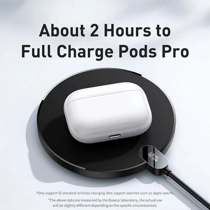 Baseus 15W Wireless Chargers For iPhone 15 14 LED Display Desktop Wireless Charging Pad For Airpods Fast Charger J251114