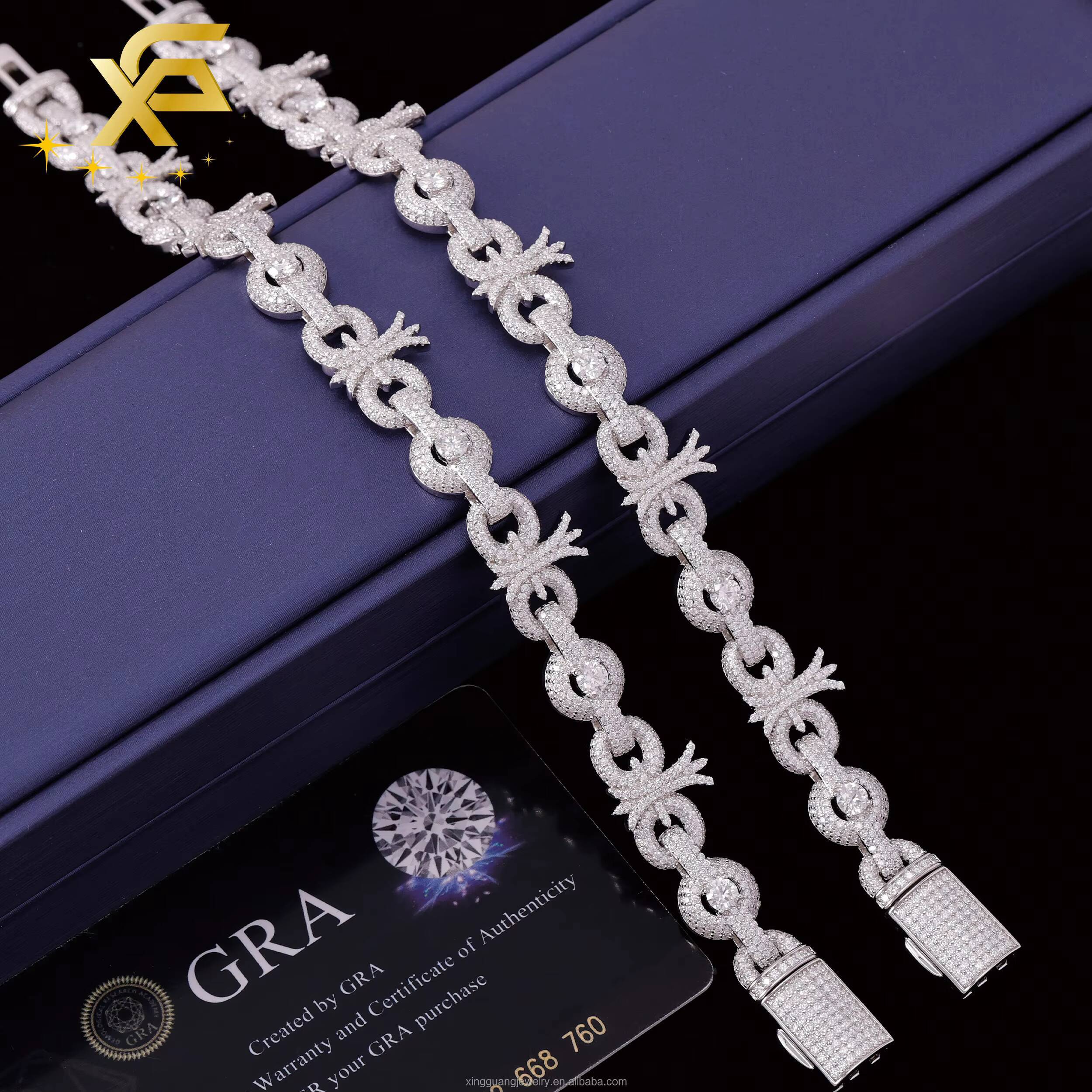 15mm Fashion Jewelry Cuban Cross Bracelet S925 Silver D Color VVS Moissanite Hiphop for Women Girl Moissanite Bracelet