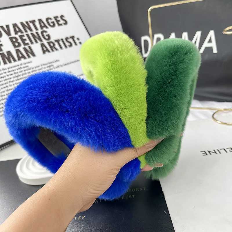 New Luxury Lady Winter Real Fur Headband For Women Hair Accessories Solid Head Wraps Warm Furry Fur Headband For Girls Gift V251022