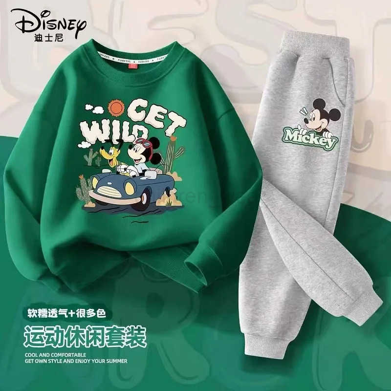 Disney Autumn Baby Girl Boy Clothes Set Children Mickey Printing Sweatshirt Top and Pants Bottom 2 Pcs Suit Cotton Tracksuit H2510221