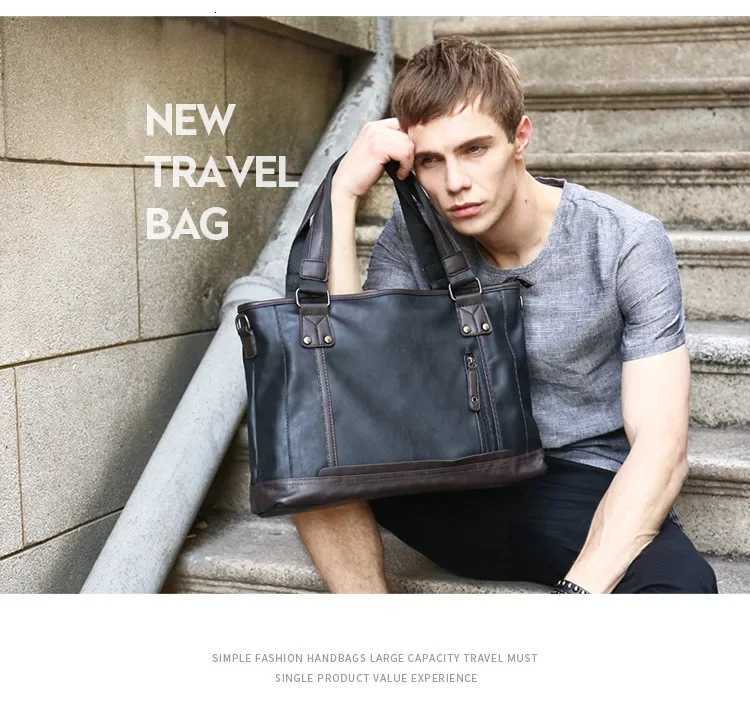 Brand Design Casual Men Briefcase Leather Business Bag Vintage Travel Mens Shoulder Messenger Bag Computer Laptop Bags bolso W251022