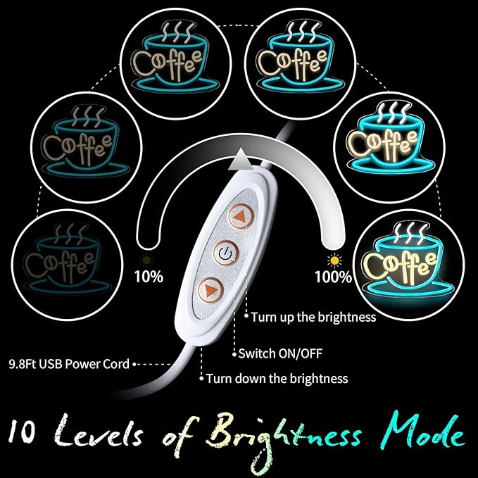 Coffee neon lights for wall decoration are suitable for the opening decoration of coffee shops, kitchens, restaurants, stores, Windows, hotels and bar