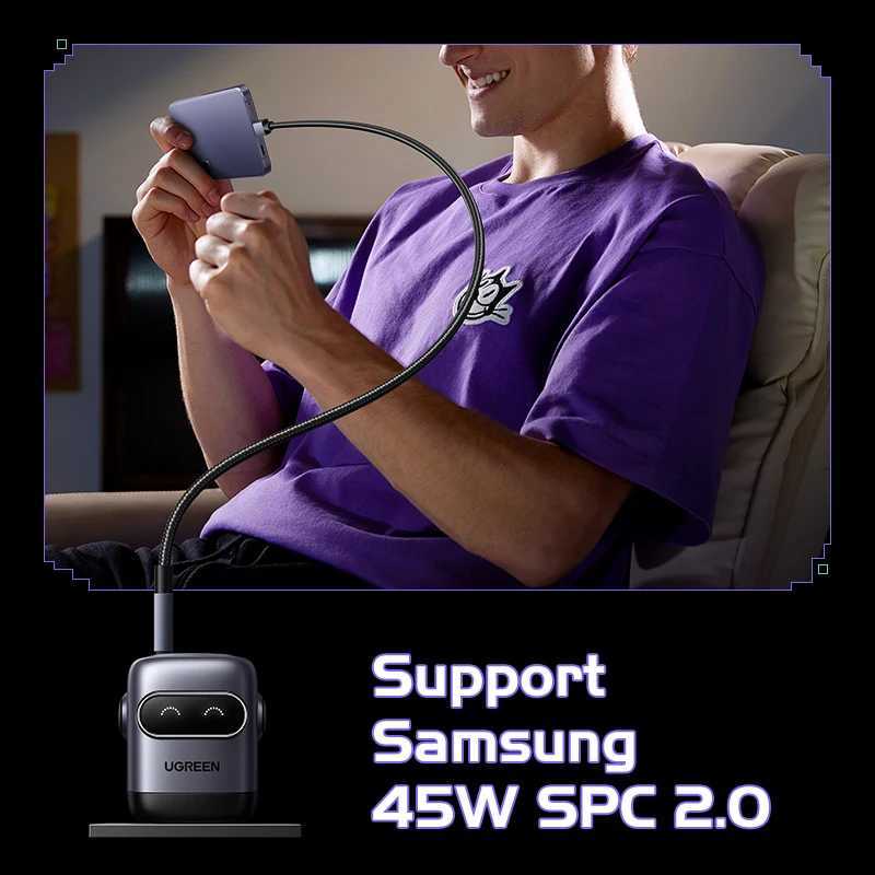 US PlugUGREEN 65W 30W GaN Charger Robot Design QC40 30 PPS for iPhone 17 16 15 Pro Macbook Laptops Tablet PD30 Fast Charg J251114