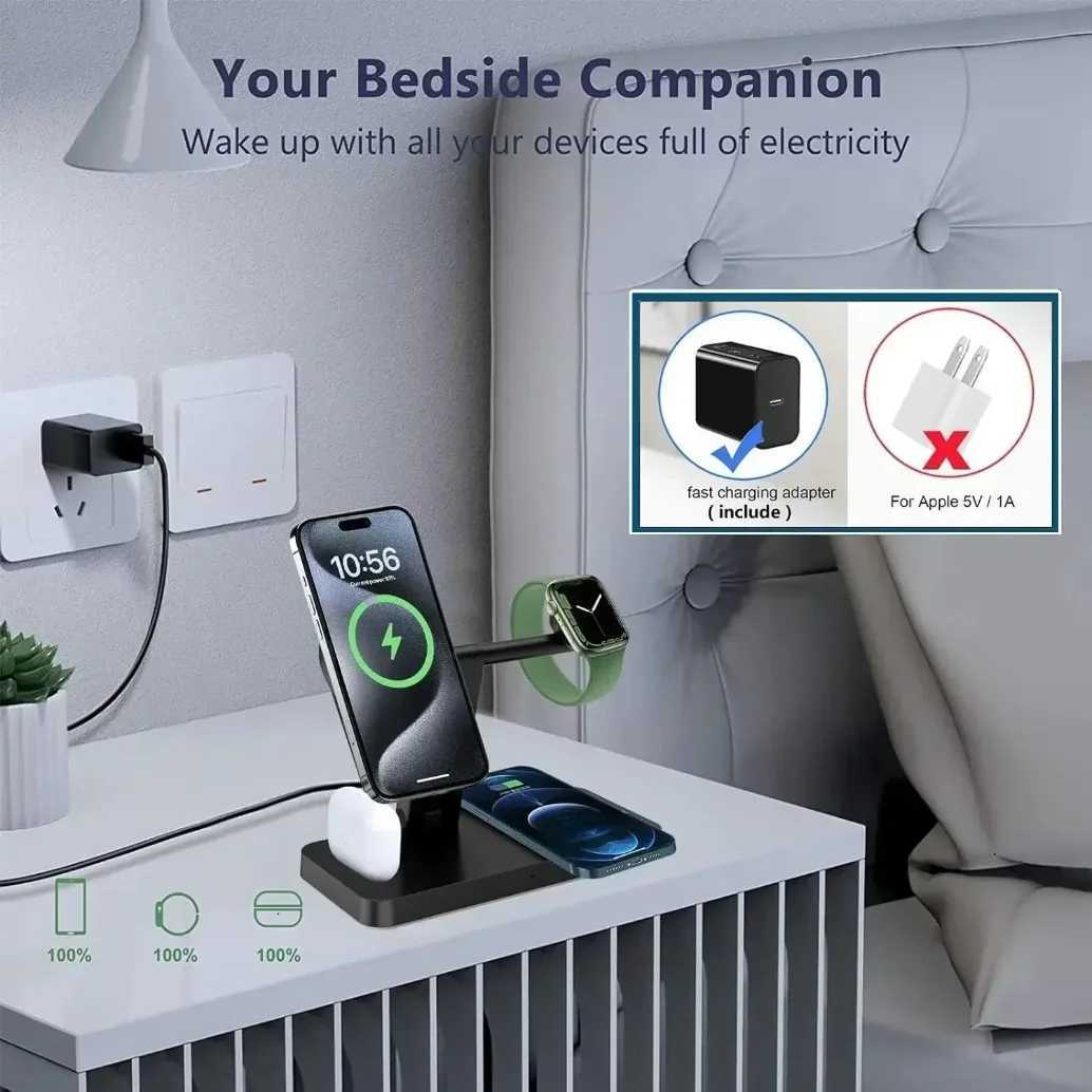 Foldable 100W Magnetic Wireless Charger 4in1 Phone Charge Dock For iPhone 1612 Watch AirPods4 Pro Fast Charging J251114