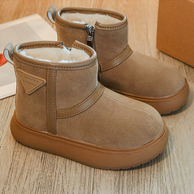 Kids Snow Boots for Girls Boys Winter Warm Plush Lining Ankle Boots for Toddler Children Fashion Kidsnest Side-zipper Cotton Shoes Sizes 26 - 36 US9C-