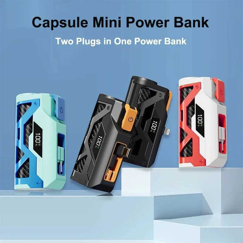 10000mAh Mini Capsule Power Bank Portable External Battery Dual Plug Fast Charging Powerbank For iPhone 16 J251114