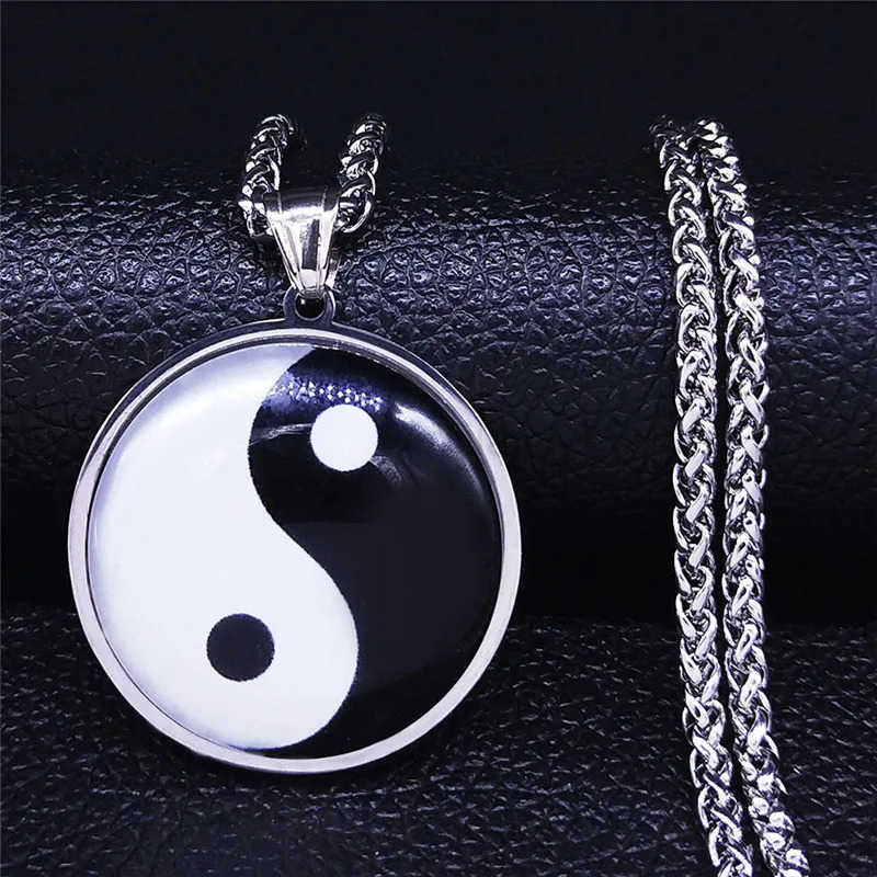 2024 Yin Yang Gossip Stainless Steel Chain Necklace WomenMen Silver Color Statement Necklaces Jewelry cadenas mujer BL20S03 U251022