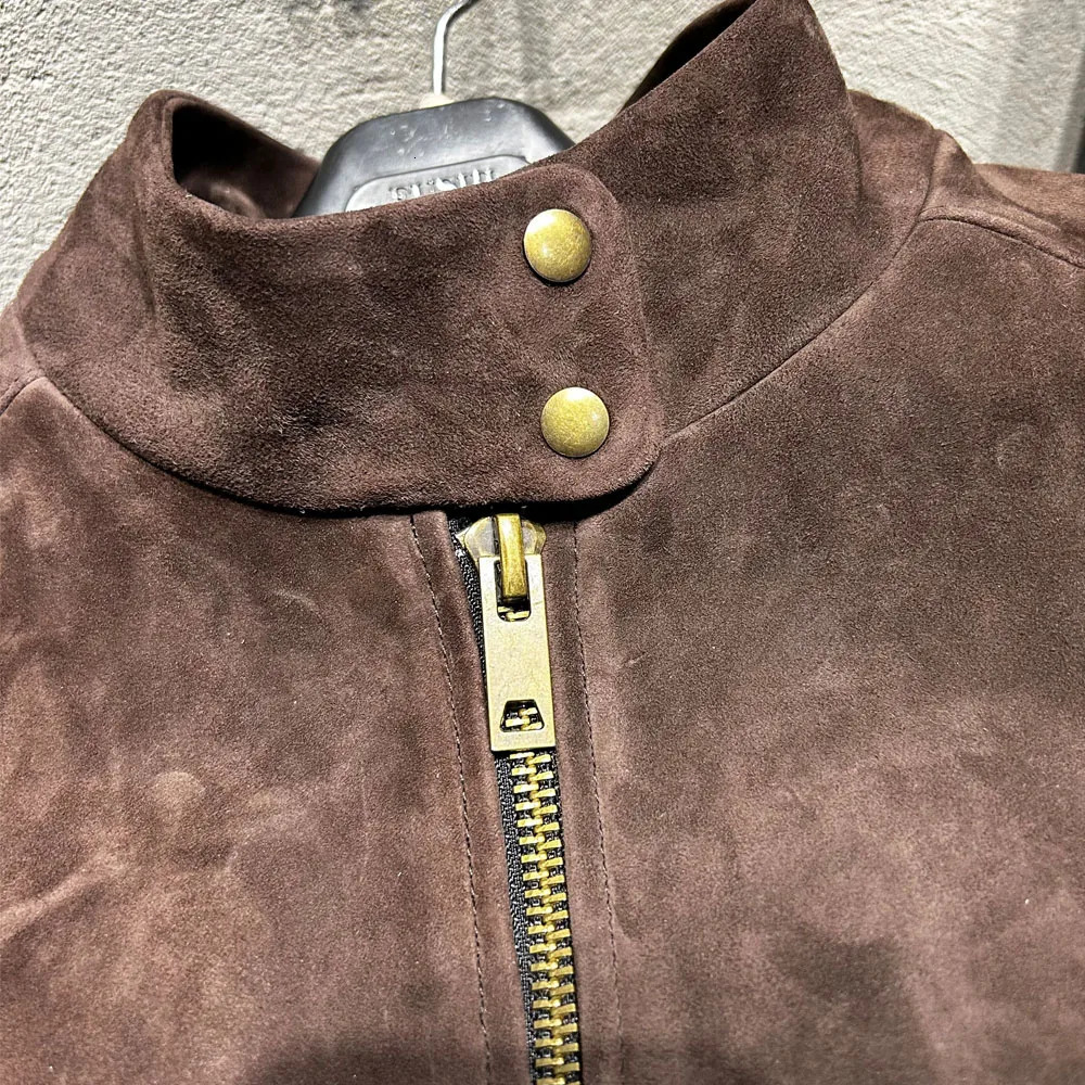 Cropped Suede Brown Women Jacket Dropshoulder Real Leather Jackets Outerwear 251021