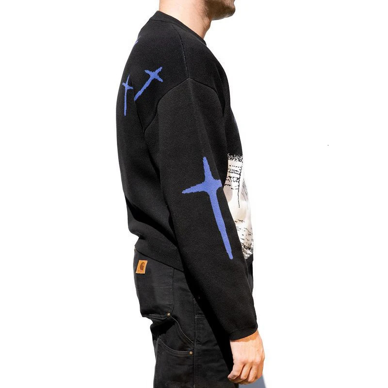 Autumn Winter Harajuku Vintage Cartoon Anime Print Knit Oversized Men Sweater Y2K Gothic Punk Streetwear Ugly Pullover Knitted 251020