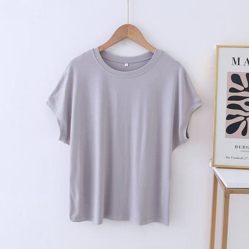 K2331 2025 Summer New Cotton T-shirt Women's Short Sleeve Loose Slimming Versatile Casual Tops Daily Basic Women's Clothing