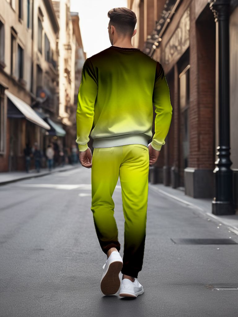 Men's Ankle-Length Knitted Cotton Blend Long Sleeve Sweatshirt Brown round Neck Casual T-Shirt Comfortable Outdoor Wear - YLWY00140