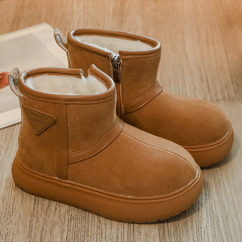 Kids Snow Boots for Girls Boys Winter Warm Plush Lining Ankle Boots for Toddler Children Fashion Kidsnest Side-zipper Cotton Shoes Sizes 26 - 36 US9C-