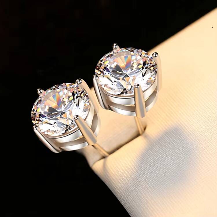 moissanite earrings 1ct2ct Big Carats Fashion Jewelry Earrings 2021 Sterling Silver 925 Earrings VVS White Round Cut Moissanite Earrings Stud