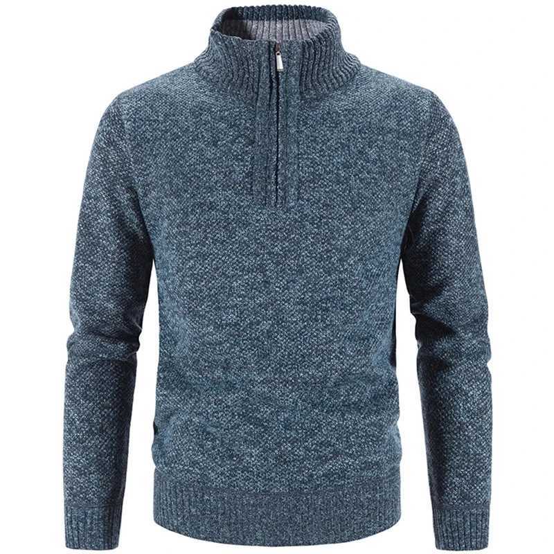 Winter Mens Fleece Thicker Sweater Half Zipper Turtleneck Warm Pullover Quality Male Slim Knitted Wool Sweaters for SpringXJ251022